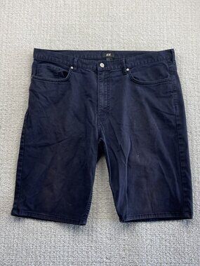 H&M Dress Shorts Mens Sz 36 Navy Blue Slim Fit Lightweight Chino Golf Preppy